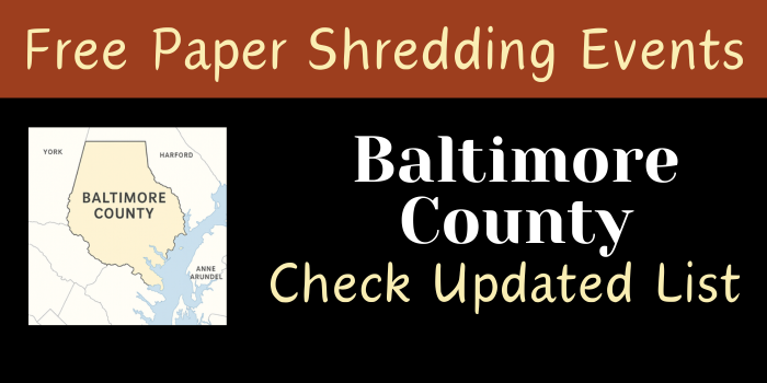Free Paper Shredding Events in Baltimore County